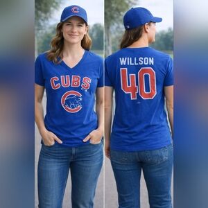 Fanatics Blue Cubs Women's V-Neck Tee